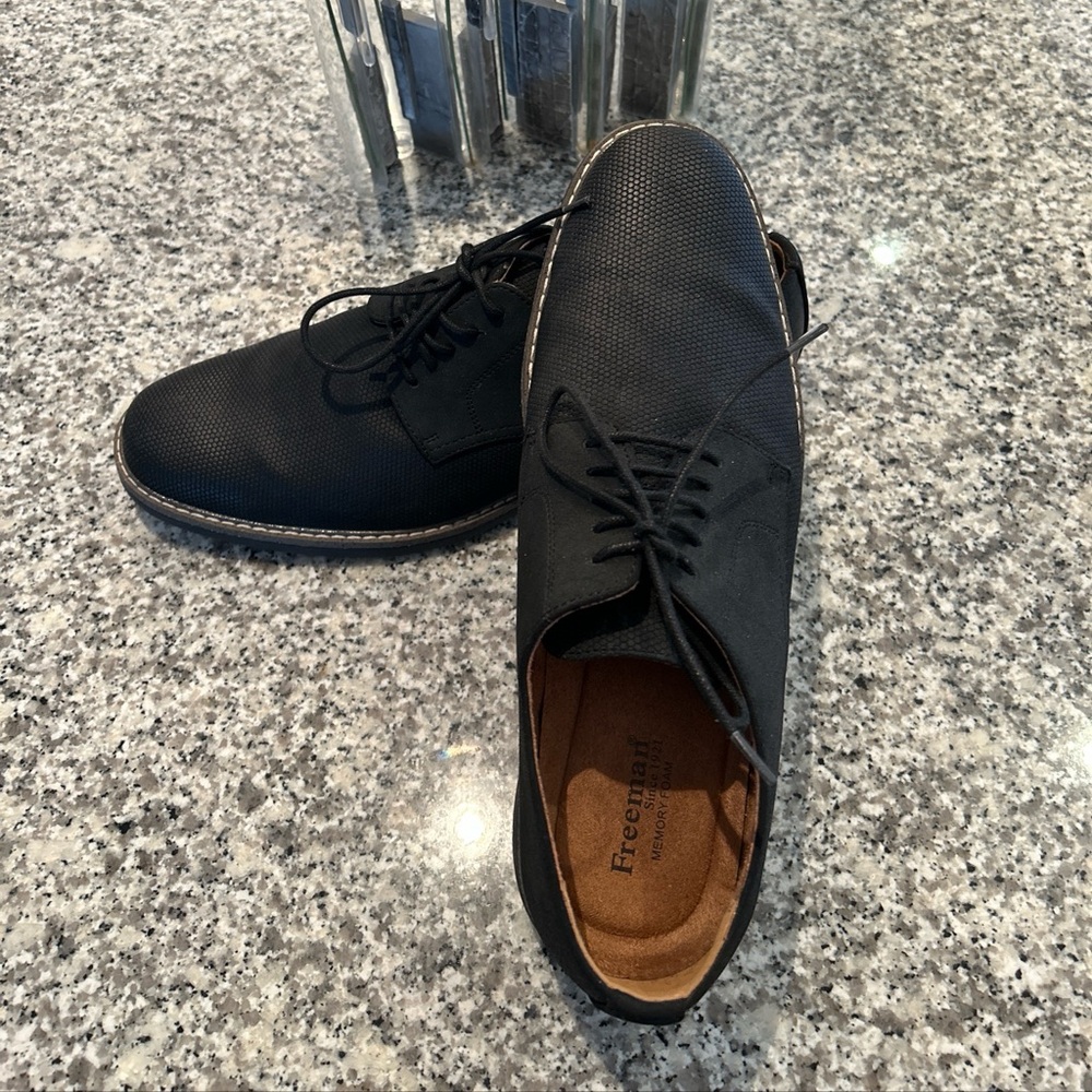 Men’s Black FREEMAN 1921 Dress Shoe-Milton- Size 10W-Memory Foam